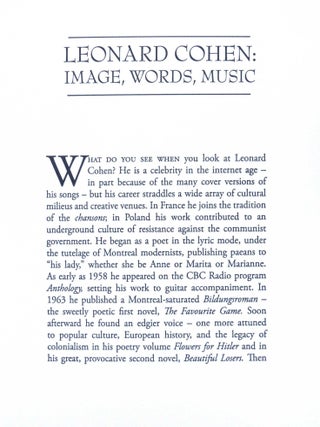 The Wordless Leonard Cohen Songbook