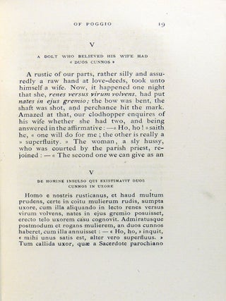 The Facetiae or Jocose Tales of Poggio. Now First Translated into English with Latin Text. 2 volumes