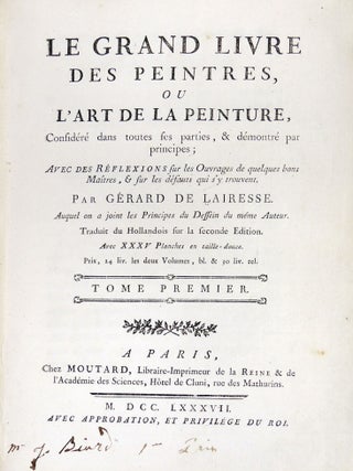 Le Grand Livre des Peintres, ou L'art de la Peinture, Considéré dans toutes fes parties, & démontré par principles; avec des Réflexions sur les Ouvrages de quelques bons Maîtres, & sur les défauts qui s'y trouvent. 2 Tomes