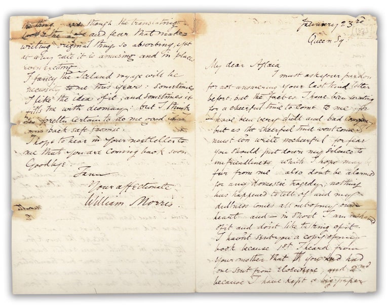 Item #35989 Autograph Letter to Aglaia Coronio. William Morris.