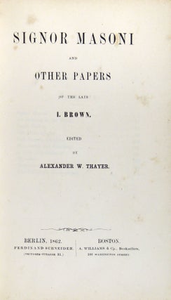 Signor Masoni and Other Papers of the Late I. Brown