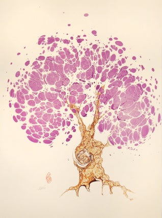 Item #36065 Purple Tree Original Marbled Graphic. Robert Wu