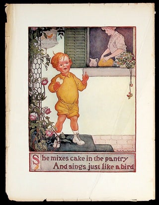 Item #36107 PRINT - "She mixes cakes in the pantry and sings just like a bird" - from...