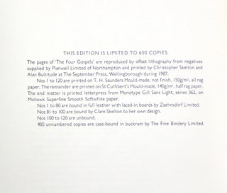 The Four Gospels of the Lord Jesus Christ According to the Authorized Version of King James I with Decorations by Eric Gill Printed and Published at the Golden Cockerel Press