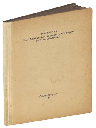 Item #36210 Zwei Schriften über die grundlegenden Begriffe der Naturewissenschaften (Two...