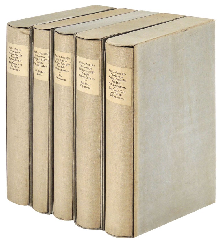 Item #36266 Biblia, Das Ist: Die Gentze Heilige Schrift-Deudsch. D. Martin Luther Five Volumes. Bremer Presse, Martin Luther.