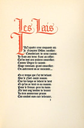 Les Oeuvres de François Villon. Les Lais / Le Testament / Poésies Diverses / Le Jargon