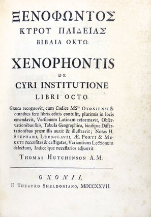 Xenophontis de Cyri Institutione Libri Octo. Graeca recognovit, cum Codice MSto Oxoniensi & omnibus fere libris editis contulit, plurimis in locis emendavit, Versionem Latinam reformavit, Observationibus suis, Tabula Geographica, binisque Dissertationibus praemissis auxit & illustravit; Notas H. Stephani, Leunclavii, AE. Porti & Mureti recensitas & castigatas, Variantium Lectionum delectum, Indicesque necessarios adjunxit
