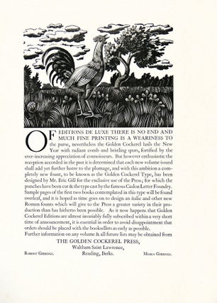 The Golden Cockerel Press. Spring 1930.
