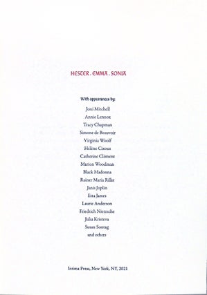 Hester. Emma. Sonia. Joni. Annie. Tracy: A Post-Modern Feminist Discourse