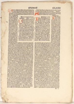 Item #36635 Seven leaves from Biblia cum postillis Nicolai de Lyra. Incunabular leaves