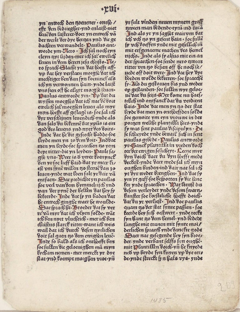 Item #36636 Legenda Aurea. Dat duytsche Passionel. Incunabule leaf, Jacobus de Voragine.