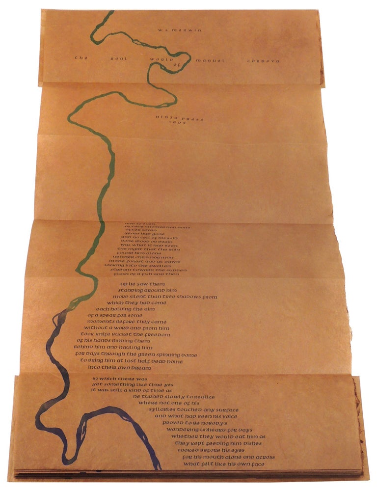 Item #36660 The Real World of Manuel Cordova. Ninja Press, W. S. Merwin, poet, designed Carolee Campbell, printer, book artist.