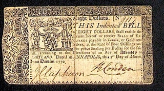 Item #36703 [Colonial Maryland Eight Dollar Bill