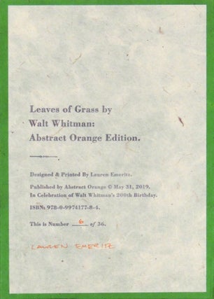 Leaves of Grass by Whitman: Abstract Orange Edition
