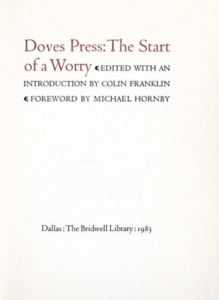 Doves Press: The Start of a Worry