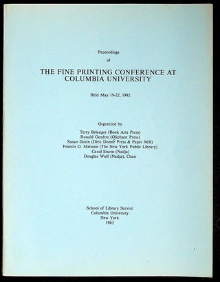 Item #37020 Proceedings of The Fine Printing Conference at Columbia University