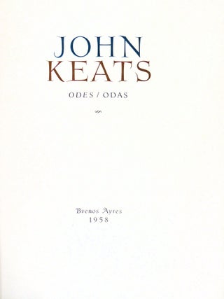Item #37222 John Keats Odes/Odas. John Keats, J R. Wilcock