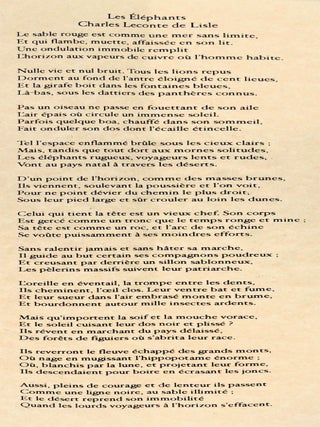 Les Elephants - Poème