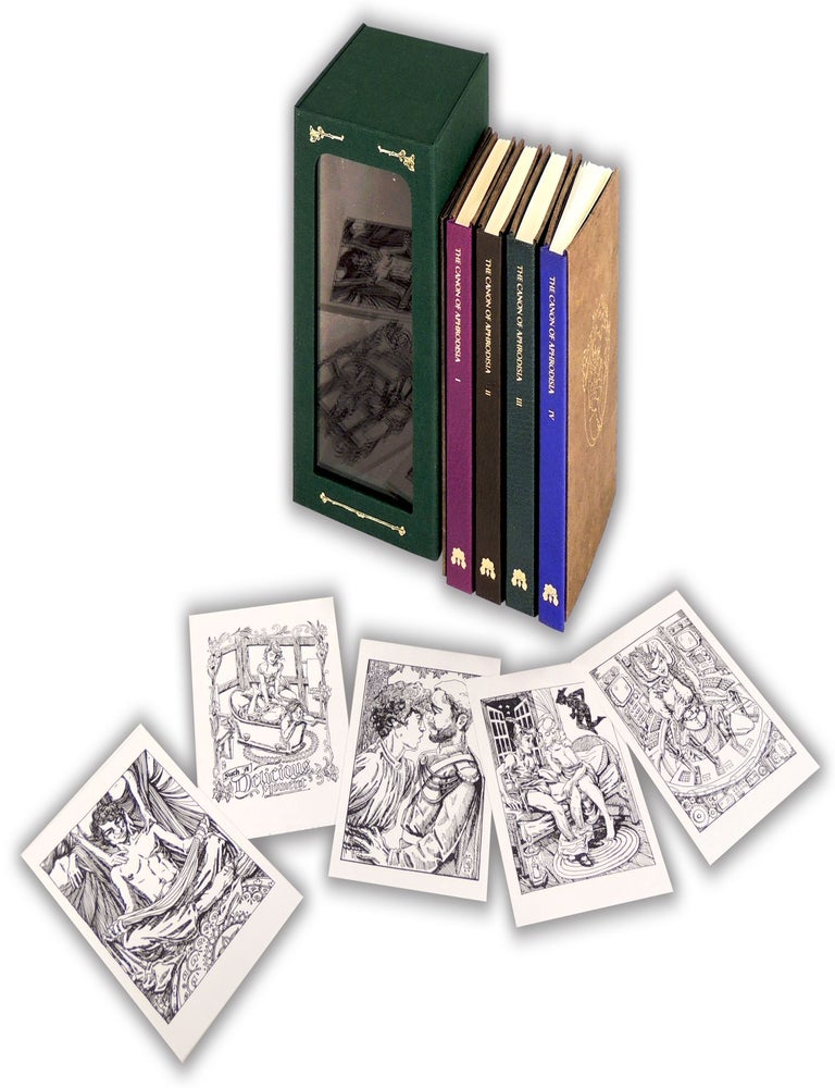 Item #37393 The Canon of Aphrodisia Four Volumes. First Bite Press, Stephanie K. Dolin, book artist, Miranda Culp, authors Jef Delman, Laurelin Gilmore.