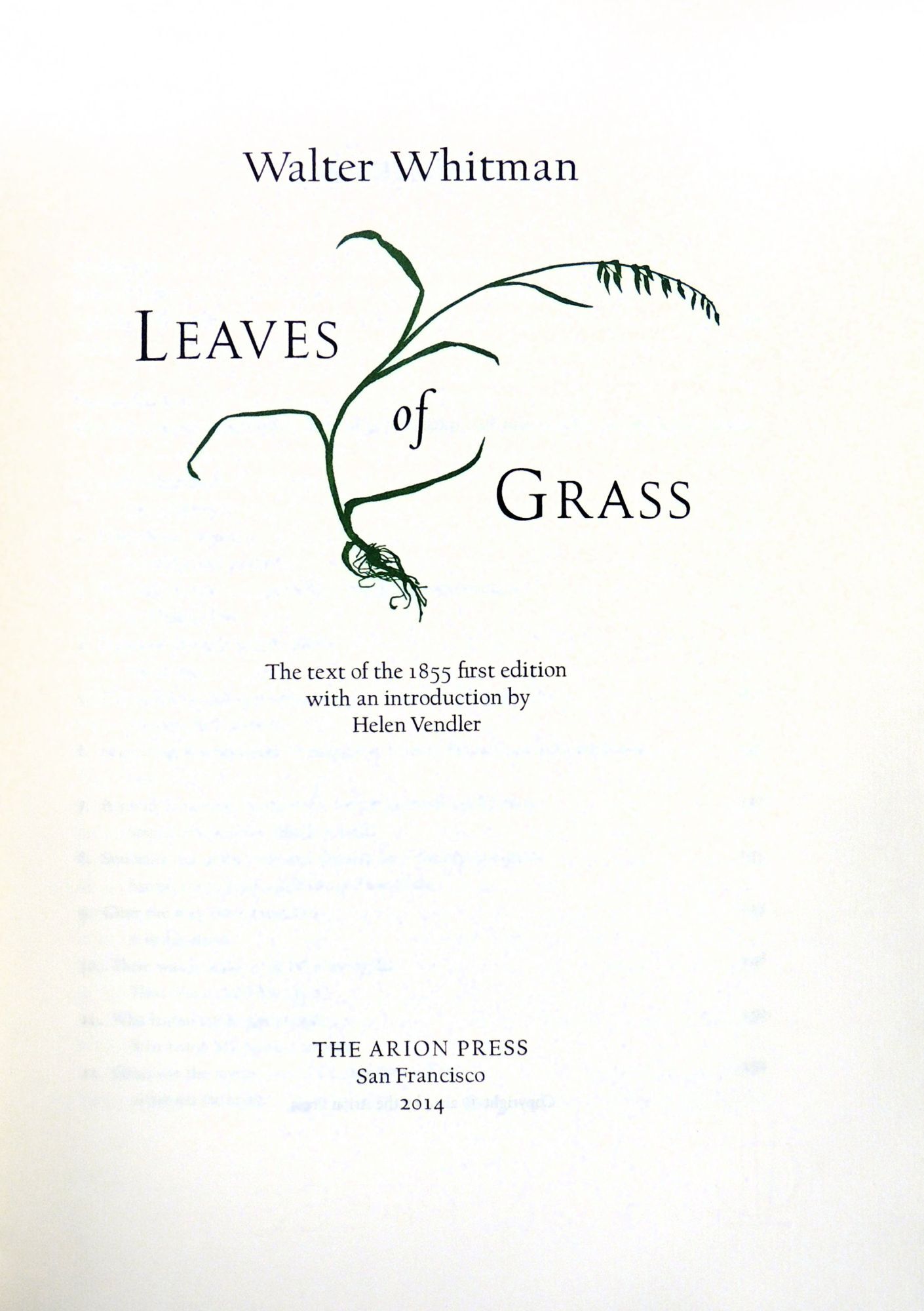 Leaves of Grass | Arion Press, Walt Whitman, introduction Helen