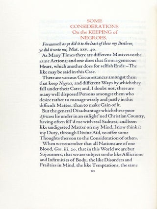 Some Considerations on the Keeping of Negros. Recommended to the Professors of Christianity of Every Denomination