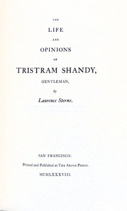 The Life and Opinions of Tristram Shandy, Gentleman Three Volumes