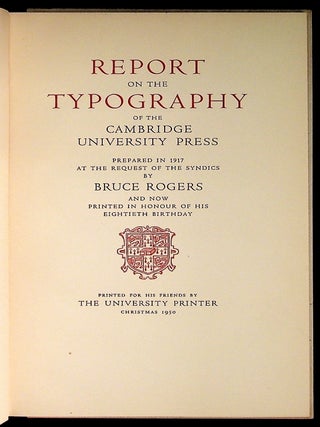 Report on the Typography of the Cambridge University Press
