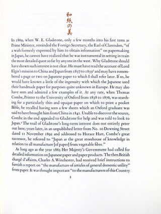 Mr. Gladstone's Washi: A Survey of Reports on the Manfacture of Paper in Japan. The Parkes Report of 1871
