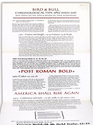 Item #37659 Chronological Type Specimen List: With Notes on the Types & Details of Their...