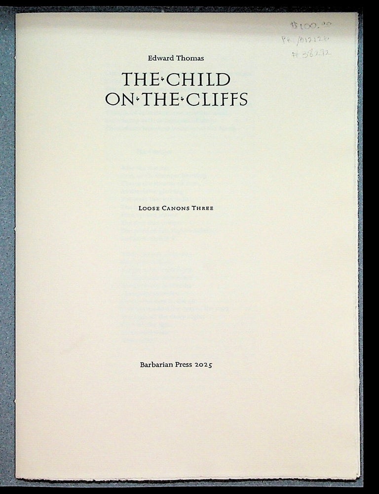 Item #38292 The Child on the Cliffs. Barbarian Press, Edward Thomas.