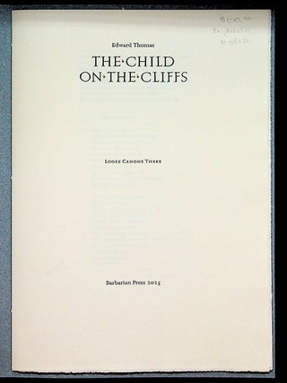 Item #38292 The Child on the Cliffs. Barbarian Press, Edward Thomas