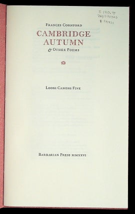 Cambridge Autumn & Other Poems