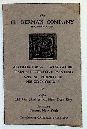 Item #3844 The Eli Berman Company Incorporated. Architectural Woodwork, Plain & Decorative...
