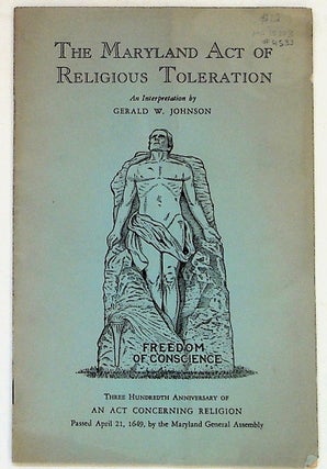 Item #4533 The Maryland Act of Religious Toleration. Three Hundredth Anniversary of An Act...