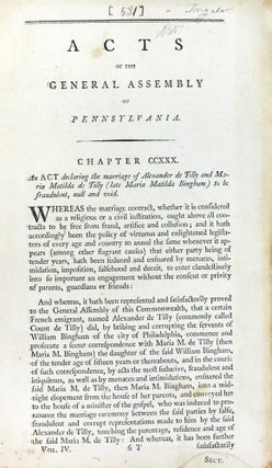 Acts of the General Assembly of Pennsylvania January 7, 1800- February 26, 1801