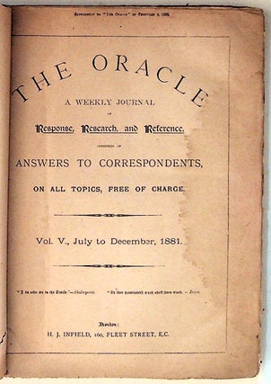 Item #7107 The Oracle. A Weekly Journal of Response, Research and Reference. COnsisting of...