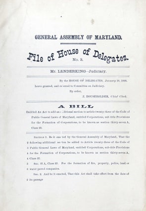 General Assembly of Maryland File of House of Delegates (Maryland House of Delegates- 1898).